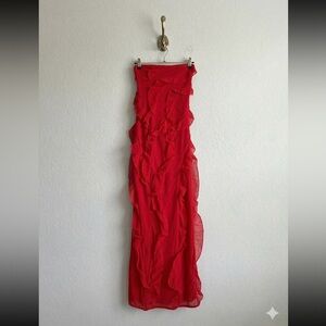 Oh Polly Red Ruffle Maxi Dress